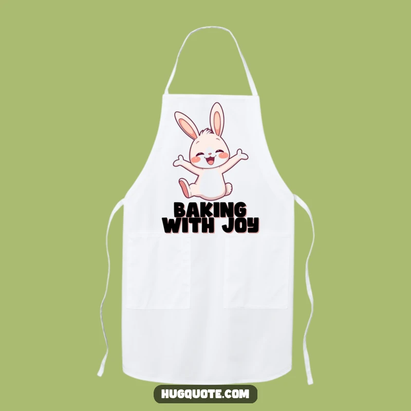 Funny Bunny Hug Apron, Cute Leaping Character Kitchen Wear for Joyful Cooks
