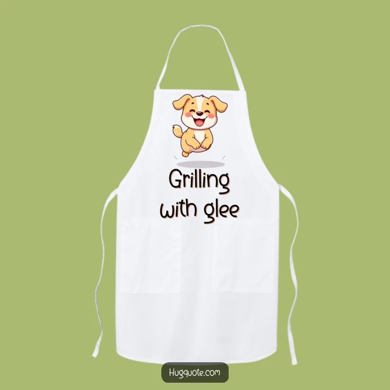Funny Dog Jump Apron: Pup Chef Wags Tail - Kitchen Fun!