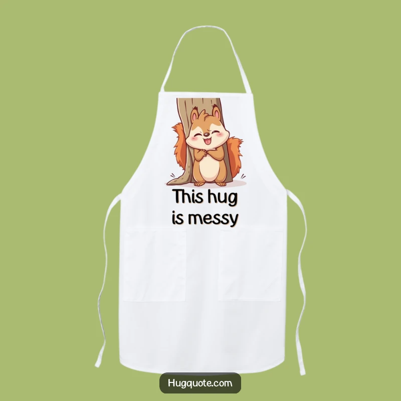 Funny Kawaii Squirrel Hugging Struggle Apron - Comical Kitchen Gift
