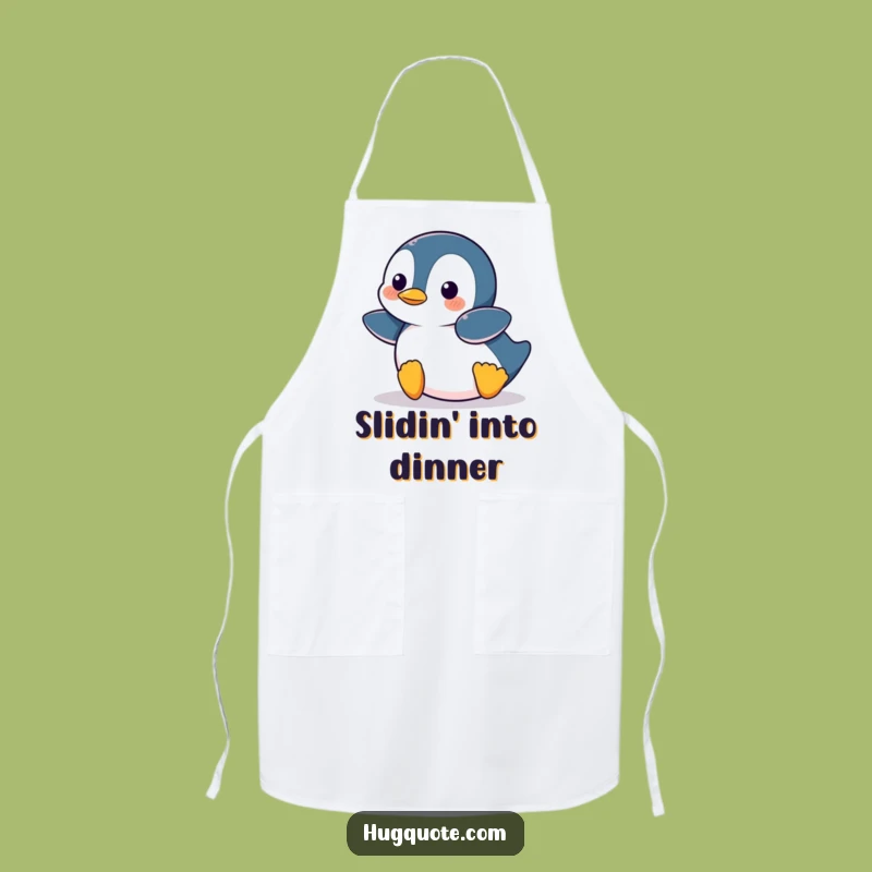 Funny Penguin Belly Slide Apron: Kitchen Cartoon Fun Gift