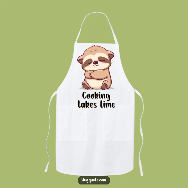 Funny Sloth Embrace Apron: Kitchen Cartoon Calm Gift