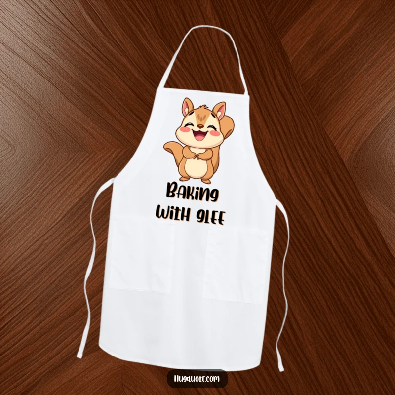 Funny Squirrel Apron featuring a grinning squirrel giving a quick, joyful embrace, ideal for kitchen fun and gifting.