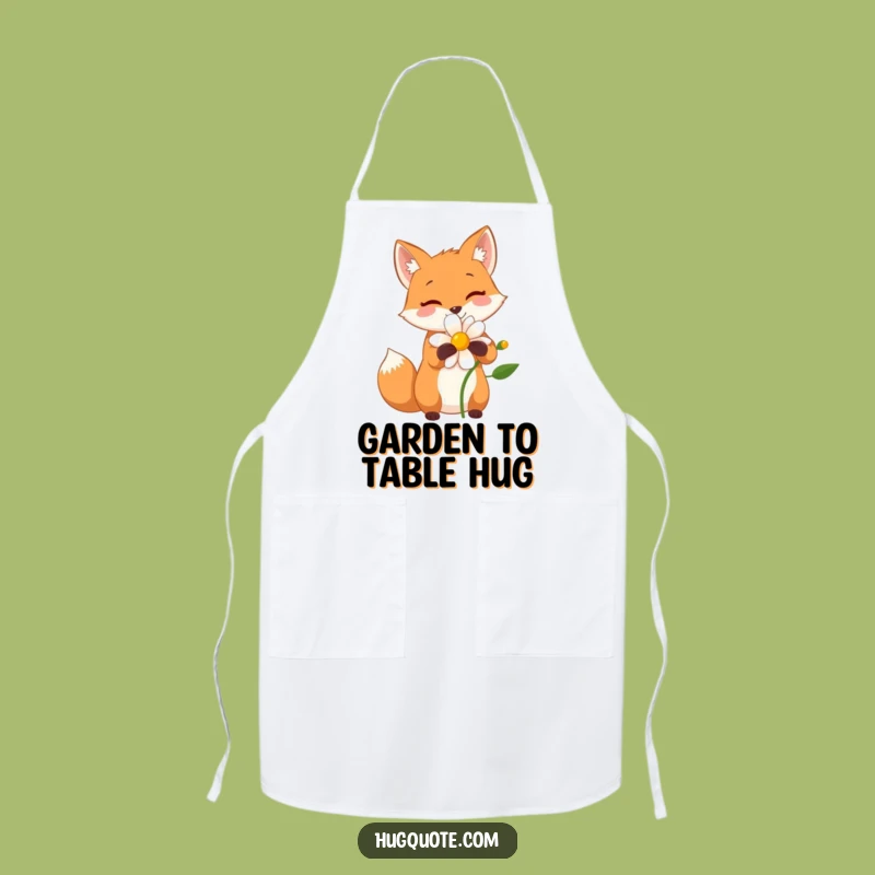 Funny Fox Flower Hug Apron: Cook with Nature's Comical Style!