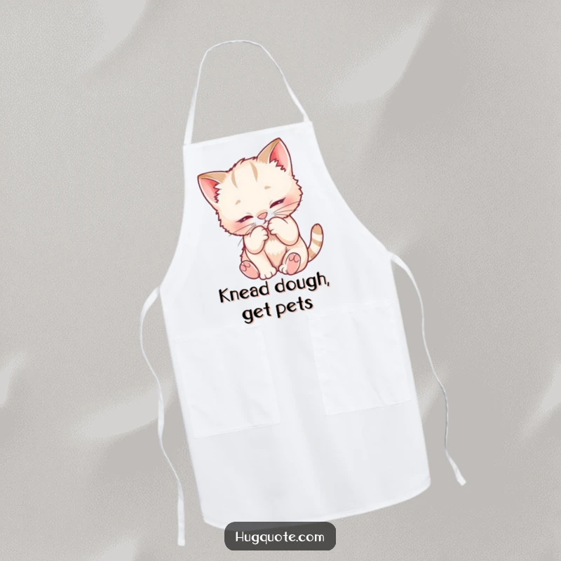 Funny apron showcasing a playful kitten character nuzzling into a fuzzy chest, adding a touch of cuteness to kitchen tasks.