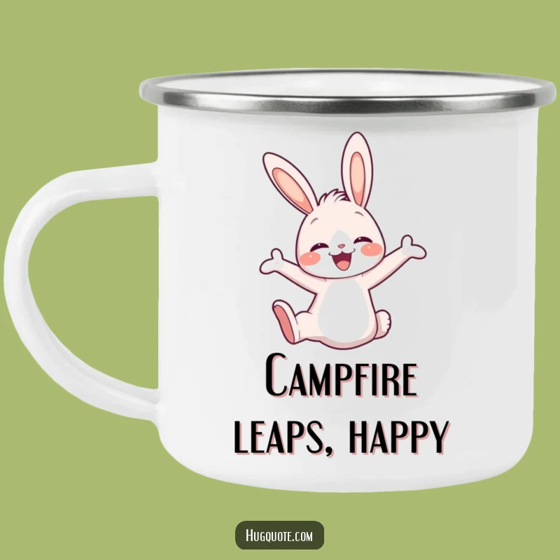 Funny Bunny Leap Camping Mug, Cute Character Mug for Happy Campers