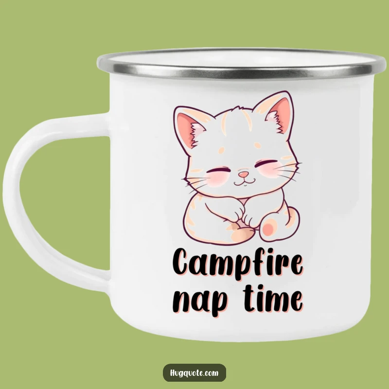 Funny Sleepy Kitten Embrace Camping Mug: Cozy Sips Outdoors
