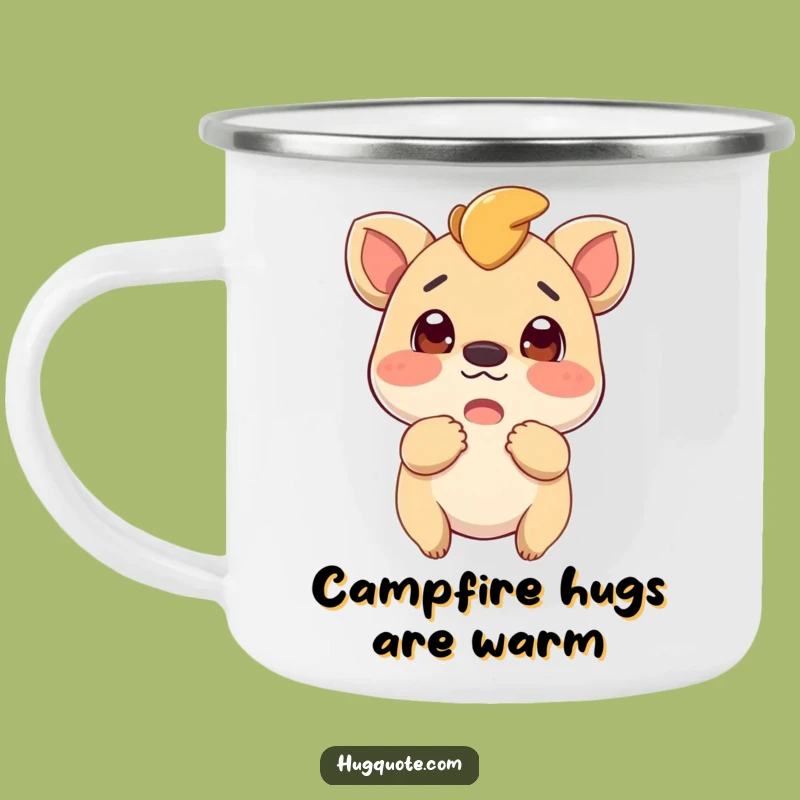Durable Funny Creature Hug Camping Mug: Embrace Adventure with Excited Energy