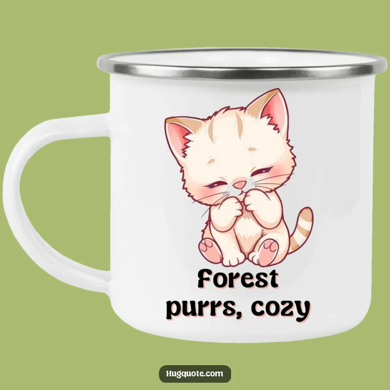 Funny Kitten Nuzzle Camping Mug, Cute Cat Character Cup for Cozy Adventures