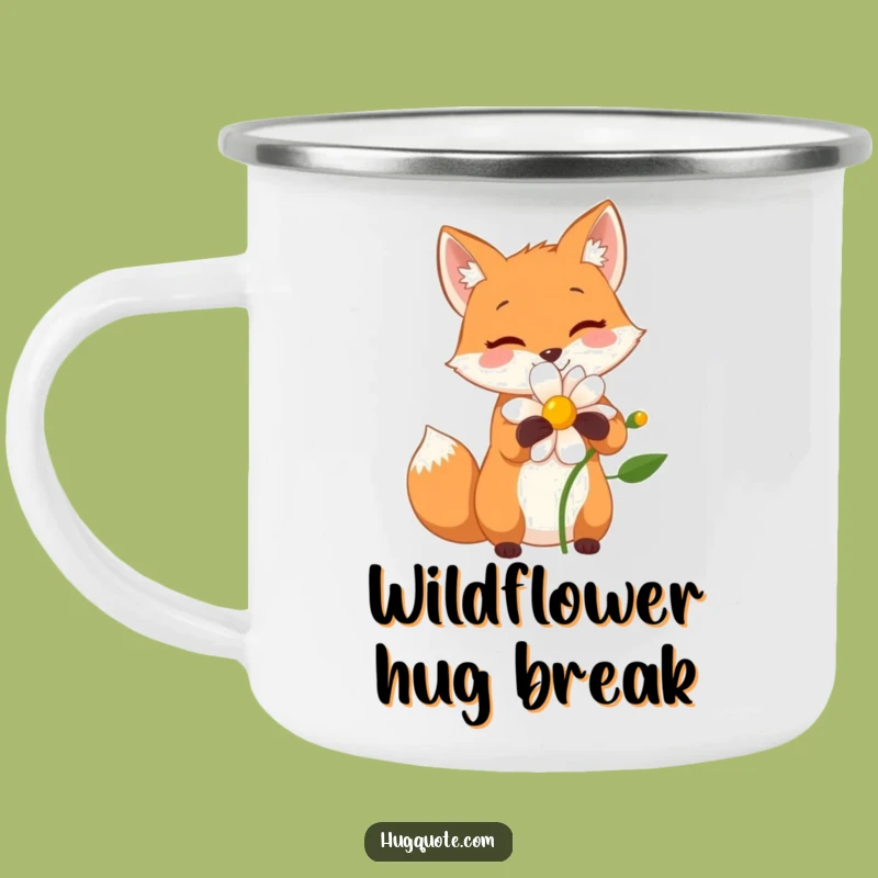 Funny Fox Flower Hug Camping Mug: Adventure with Nature's Embrace!