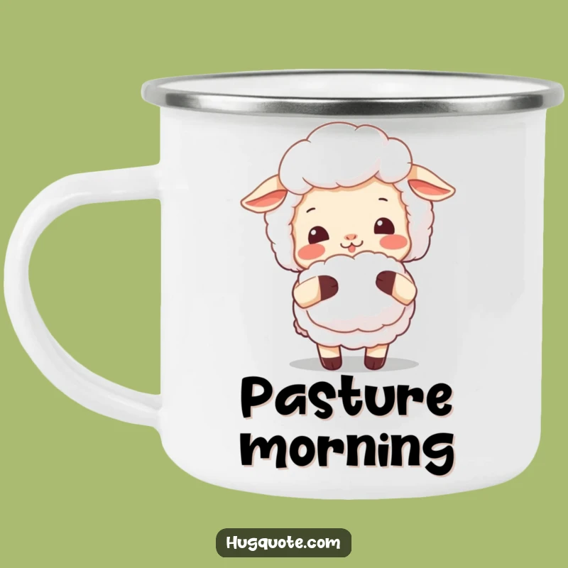 Funny Sheep Hug Camping Mug: Adventure with Fluffy Comfort, Great Outdoor Gift