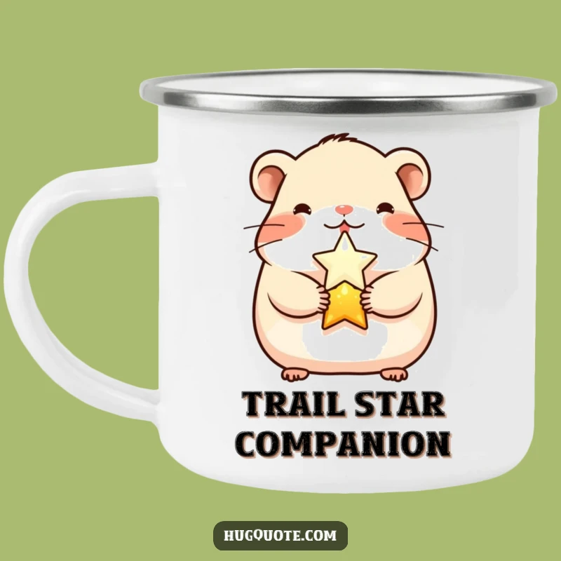 Funny Cheerful Hamster Star Enamel Camping Mug - Outdoor Cute Drinkware