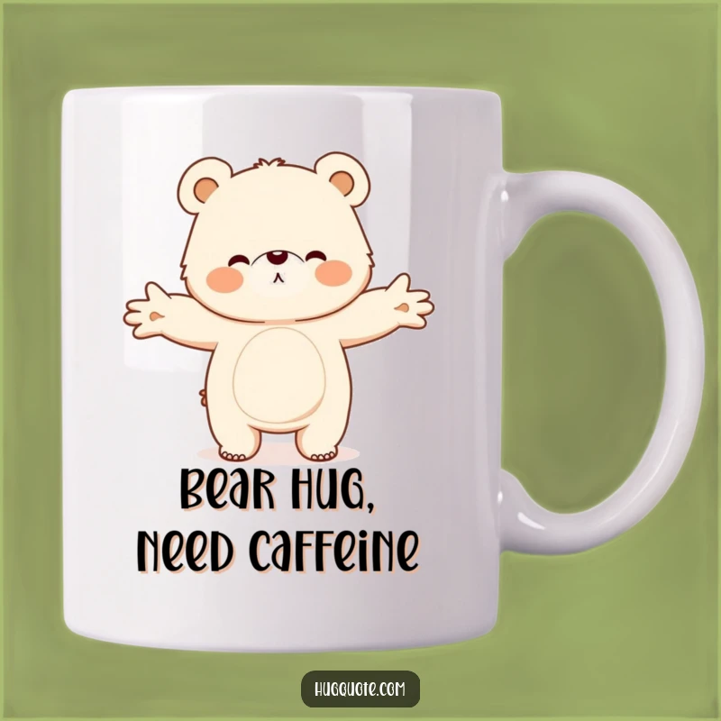 Funny Hugging Bear Mug, Adorable Fluffy Character Gift for Cuddles