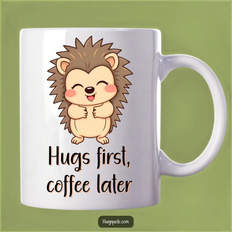 Funny Hedgehog Hug Mug: Adorable Character Gift for Animal Lovers