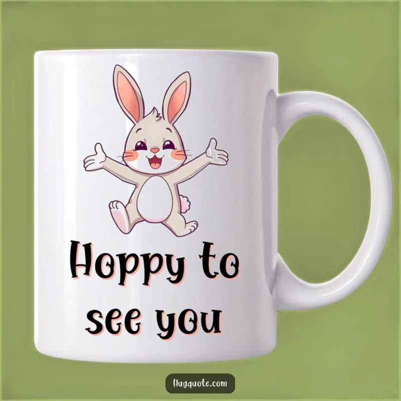 Funny Bunny Embrace Mug: Joyful Leap into a Hilarious Greeting!