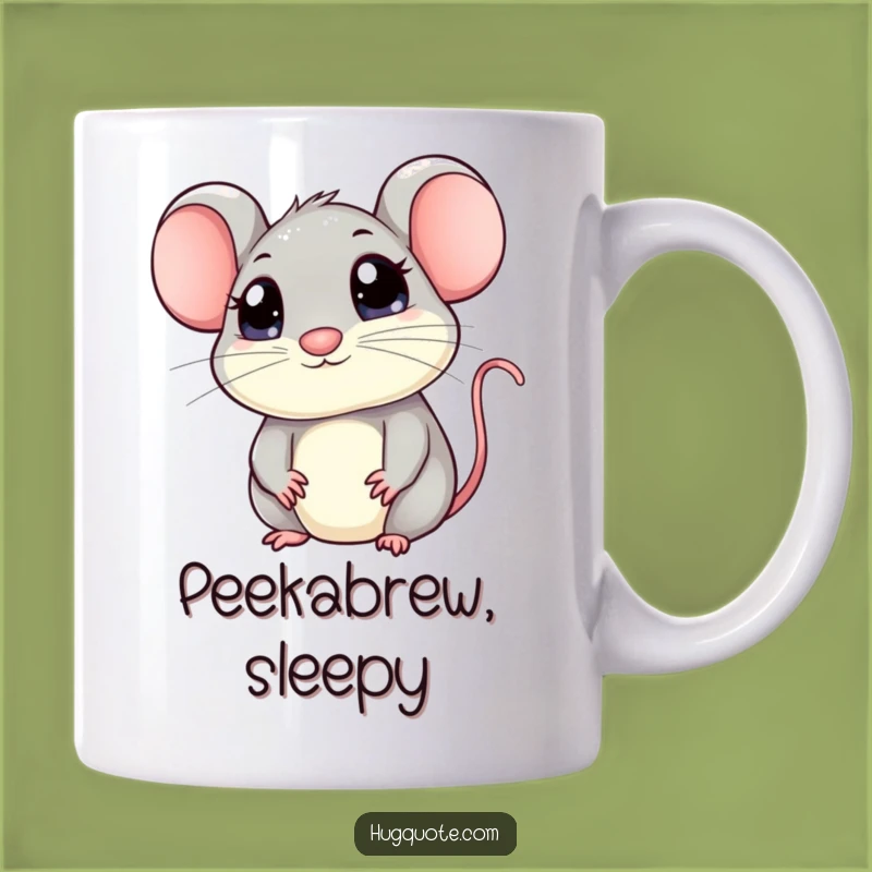 Funny Kawaii Mouse Peeking Hug Mug - Adorable Animal Coffee Cup Gift
