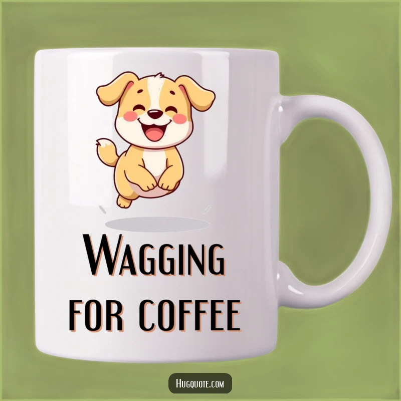 Funny Dog Jump Mug: Happy Pup Wags Tail - Joyful Sipping Gift!