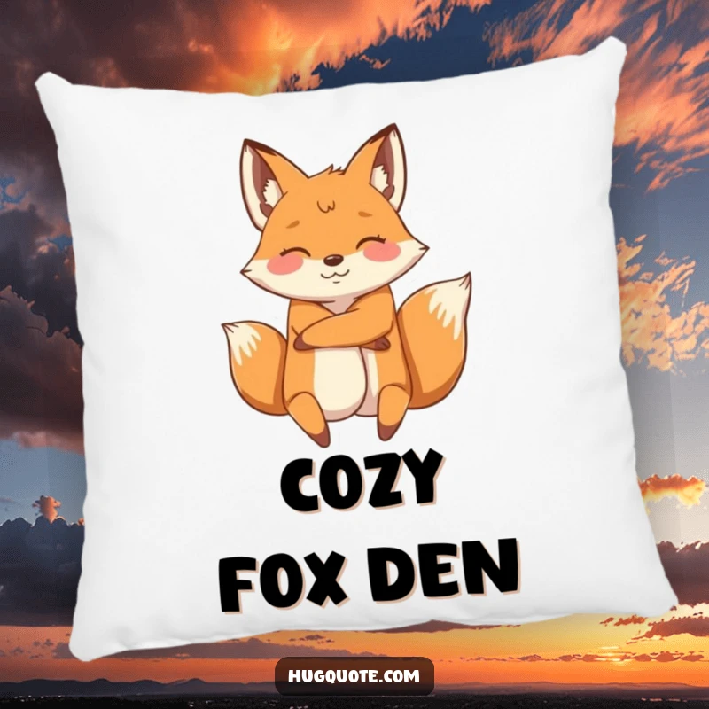Funny pillow with an energetic fox character wrapping its arms around another, designed for maximum comfort and playful appeal.