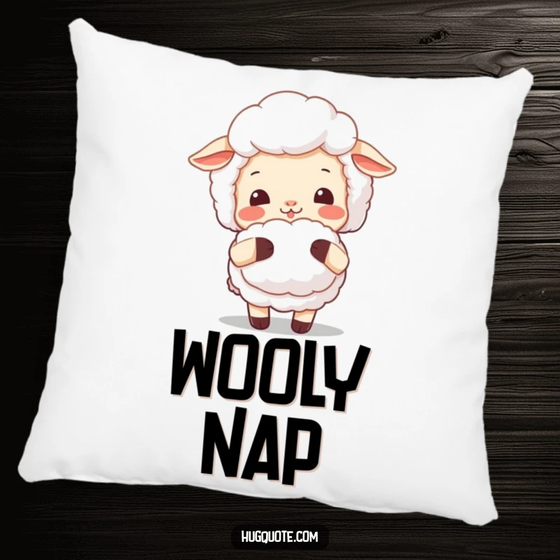 Funny sheep pillow with a smiling sheep offering a fluffy hug, providing comfort and a touch of adorable, warm charm.