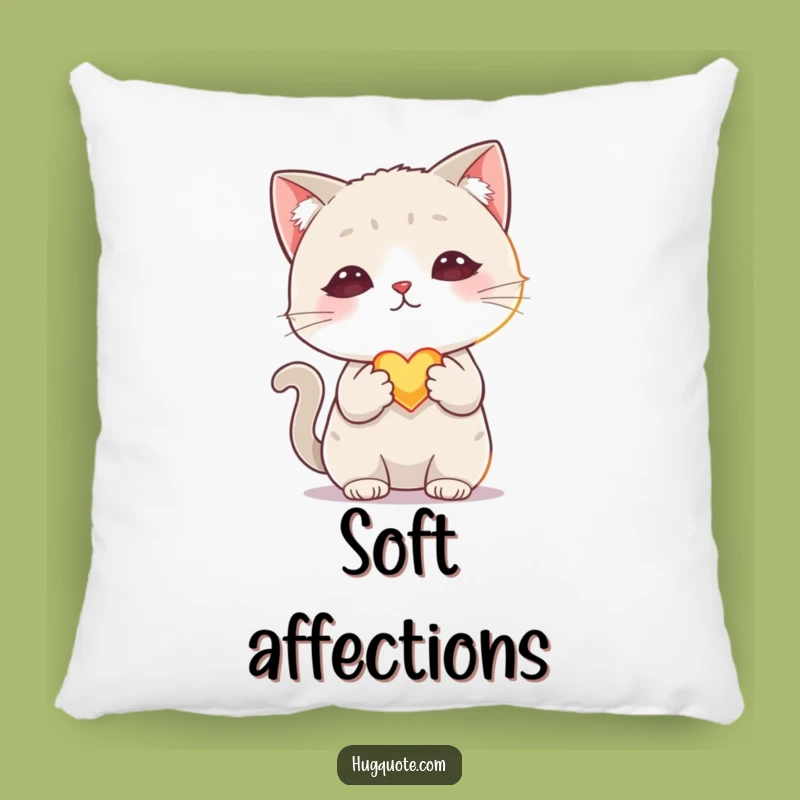 Funny Shy Cat Heart Pillow: Soft Kitten Offers Glow - Comfy & Sweet!
