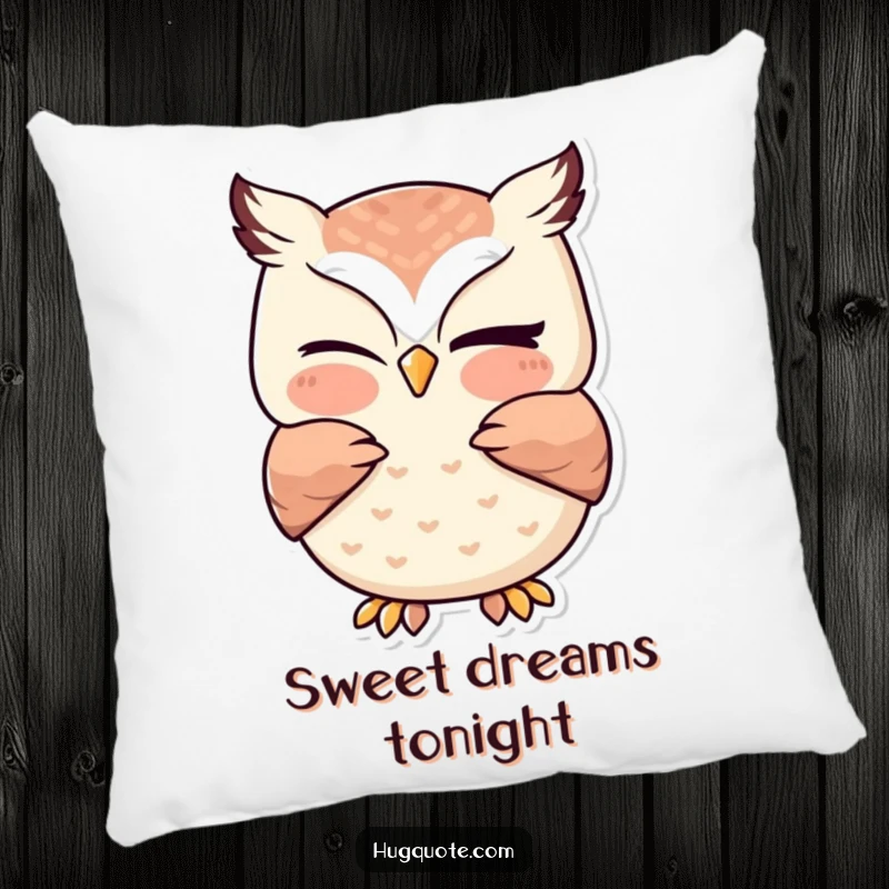 Funny owl pillow with a kawaii owl giving a gentle hug and a wink, providing soft comfort and a touch of cute, humorous charm.