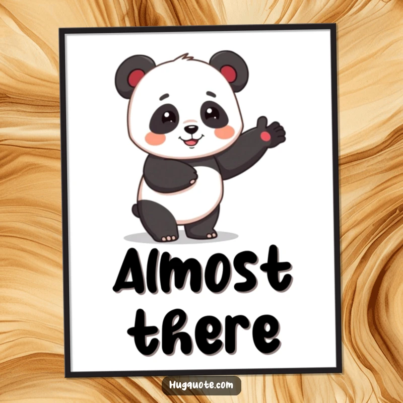 Funny panda character extending a one-armed hug, presented as a heartwarming and downloadable cartoon art print.