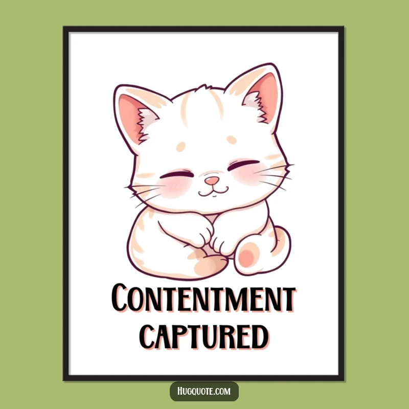 Funny Sleepy Kitten Embrace Digital Art: Instant Cozy Decor