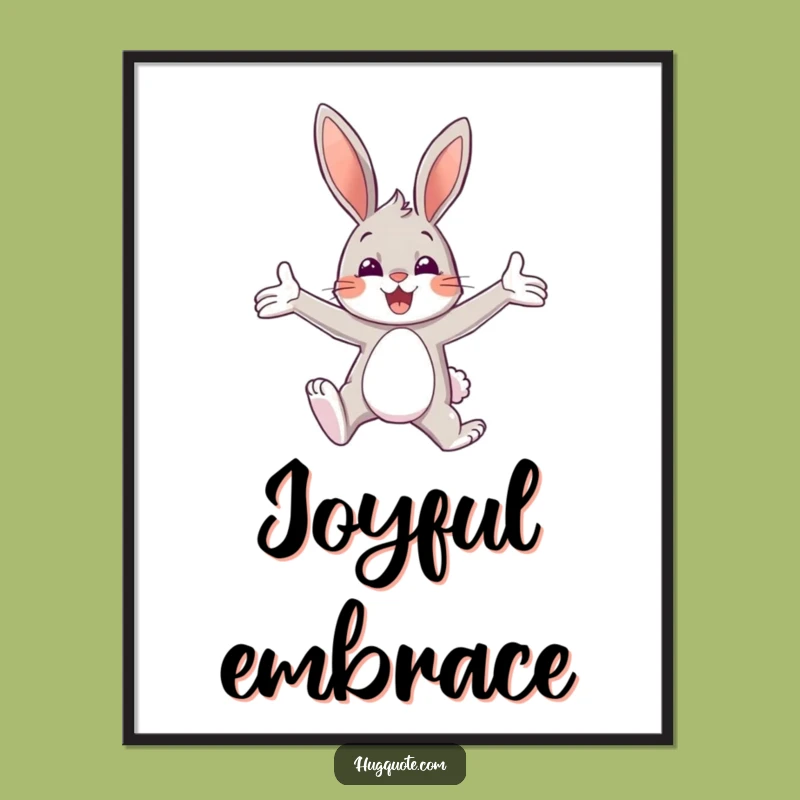 Funny Bunny Embrace Digital Art: Instant Cheerful Decor!