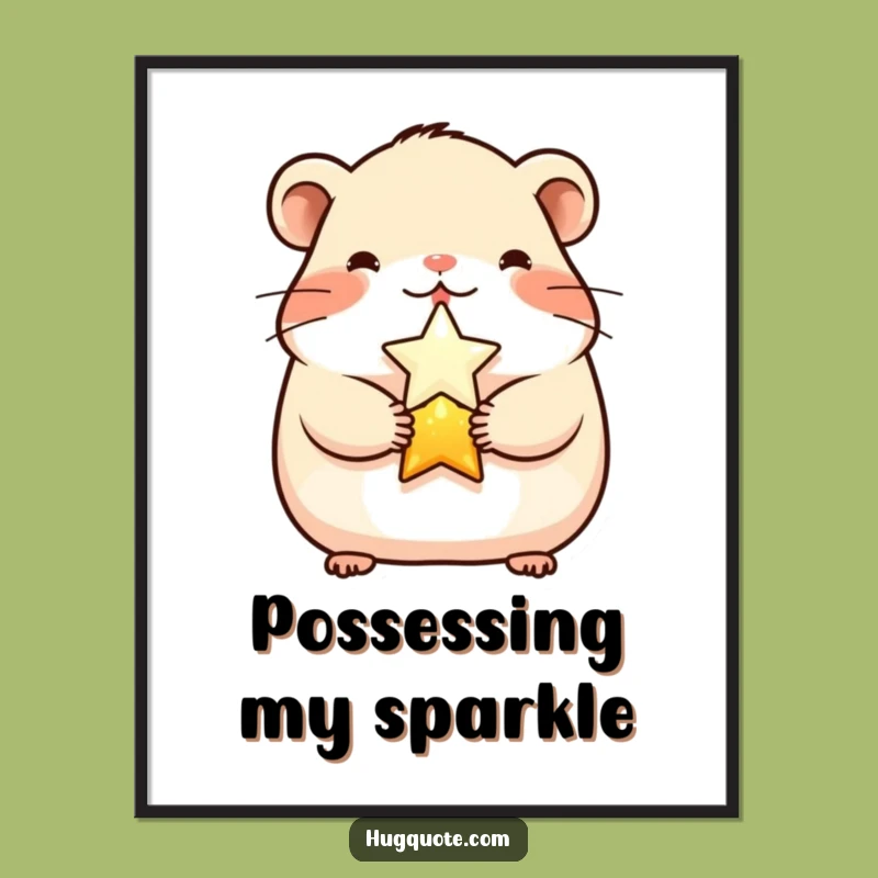 Funny Cheerful Hamster Star Digital Art - Adorable Wall Decor