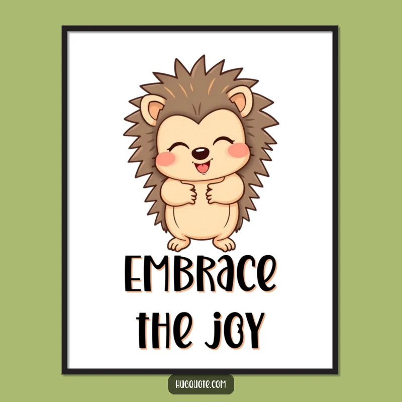 Funny Hedgehog Digital Art: Cheerful Hug Character for Instant Joy