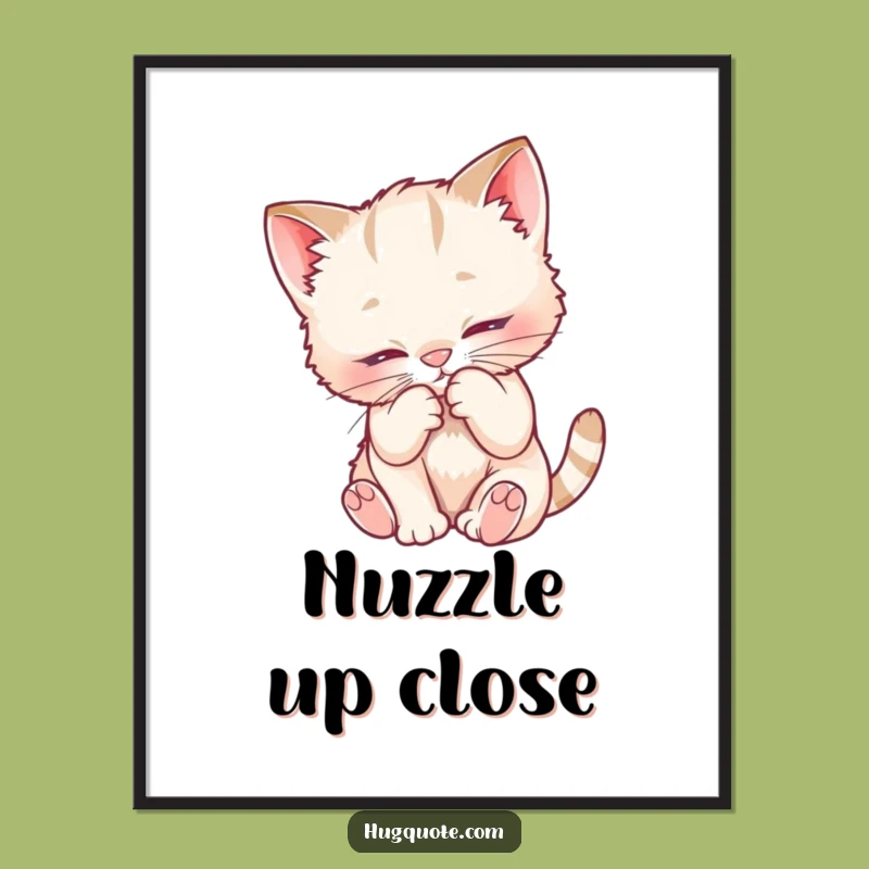 Funny Kitten Nuzzle Digital Art Print, Cute Cat Instant Download for Cozy Decor
