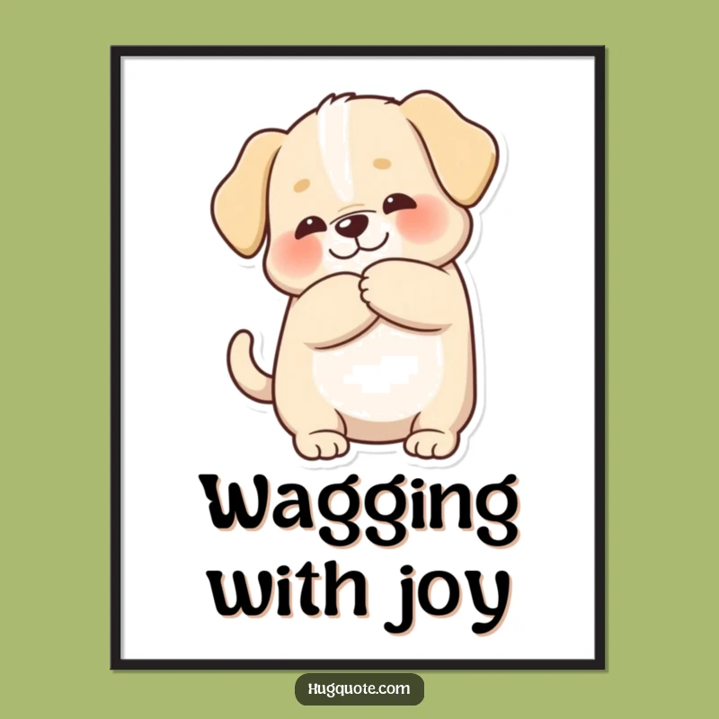 Funny Puppy Hug Digital Art Print, Chubby Dog Instant Download for Joyful Decor
