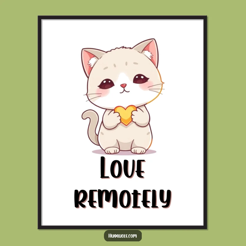 Funny Shy Cat Heart Digital Art: Kitten Love - Instant Sweetness!