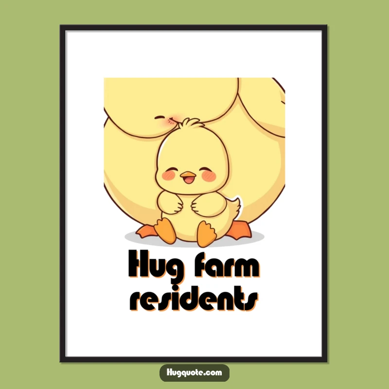 Funny Duckling Hug Digital Art: Adorable Sweet Wall Decor, Instant Download Gift