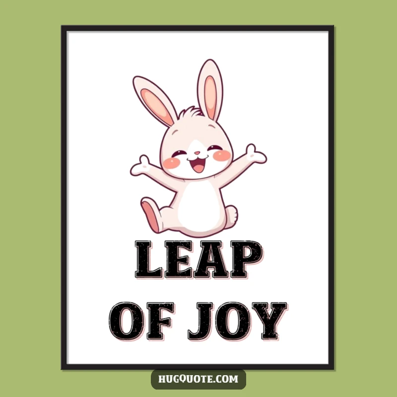 Funny Bunny Leap Digital Art Print, Joyful Character Instant Download for Smiles