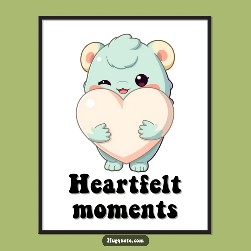 Printable Funny Creature Heart Art: Instant Love for Your Walls