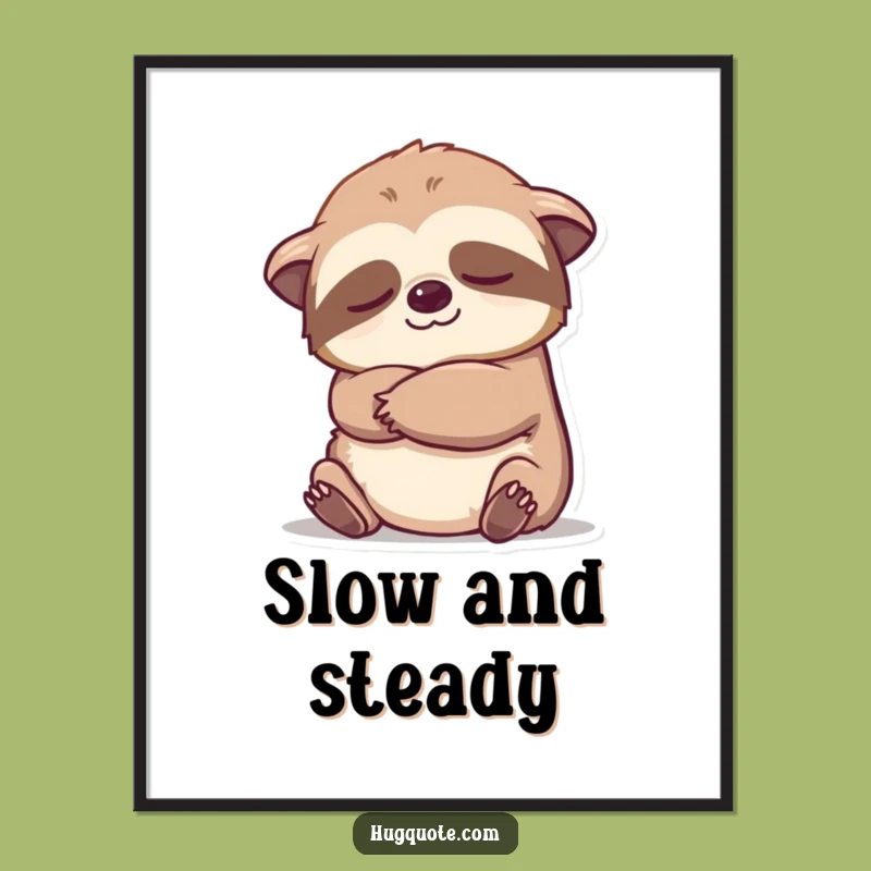 Printable Funny Sloth Embrace Art: Instant Cartoon Calm Gift