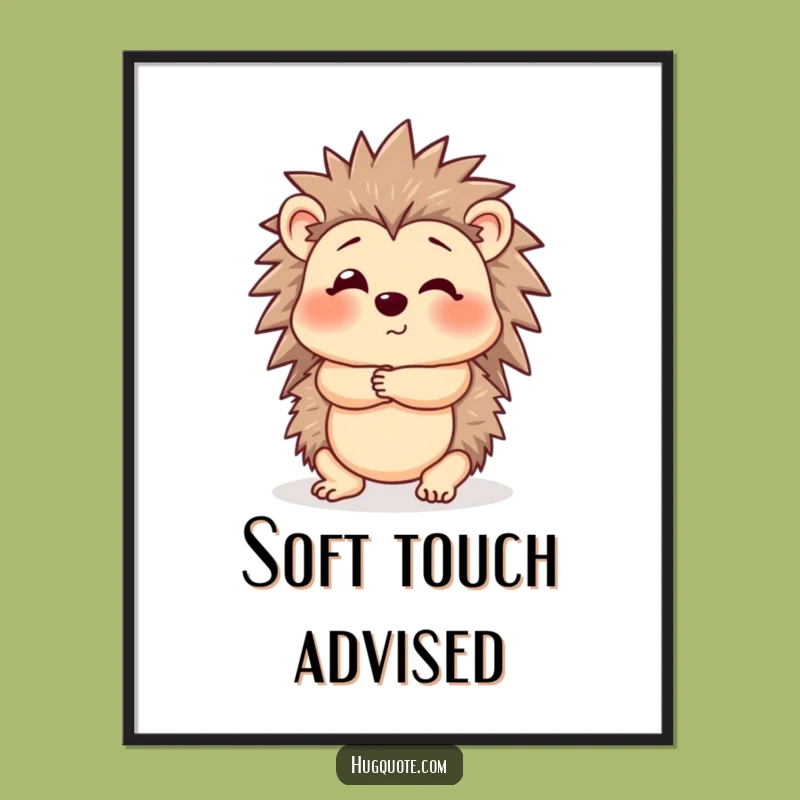 Funny Hedgehog Digital Art: Cautious Hug Wall Art for a Smile