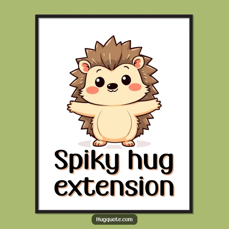 Funny Kawaii Hedgehog Hug Digital Art - Cute Wall Decor Gift