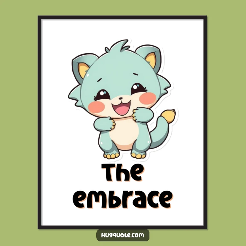 Printable Funny Creature Embrace Art: Instant Energy for Your Walls