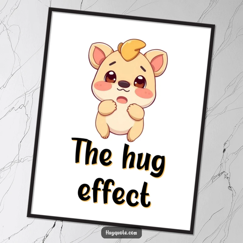 Funny digital art print of a curious and excited creature ready to embrace, perfect for instant download and joyful decor.