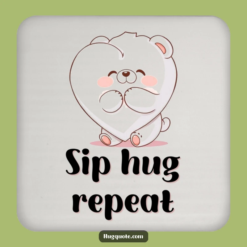 Funny Bear Marshmallow Heart Hug Coaster: Protect Surfaces with Comical Charm!