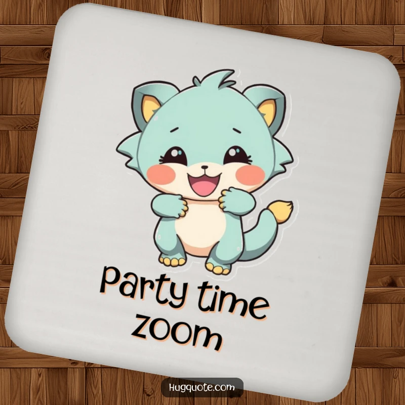 Funny drink coasters of a creature in a playful, energetic embrace, adding dynamic warmth and protection to your tables.