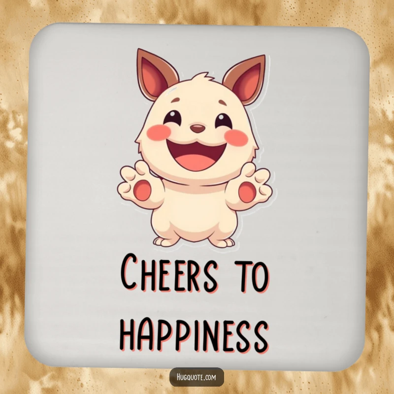 Funny drink coasters showcasing a smiling creature holding out its paws, adding a cheerful and protective touch to your tables.