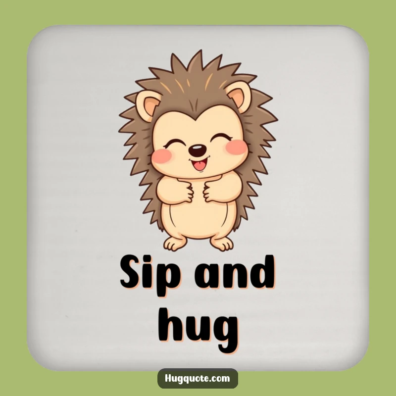 Funny Hedgehog Drink Coaster: Protect Surfaces with Cute Hugs