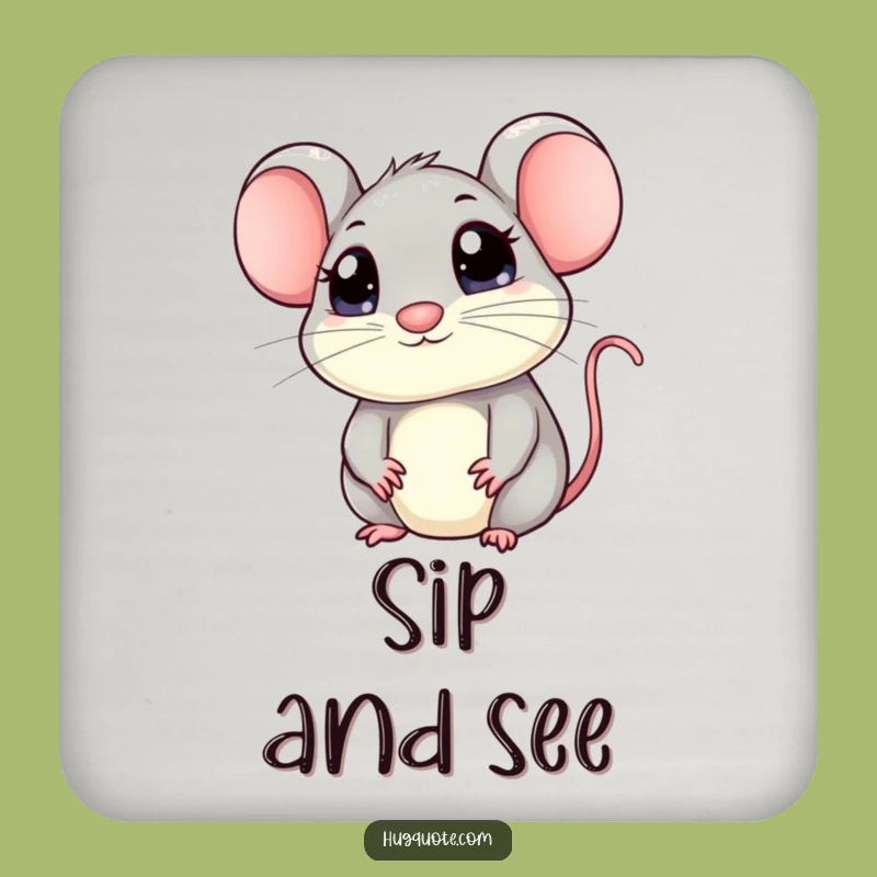 Funny Kawaii Mouse Hug Coaster - Cute Peeking Drink Accessory Gift