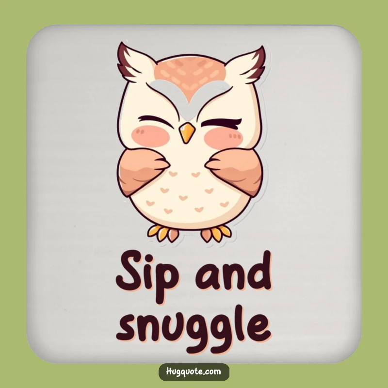 Funny Kawaii Owl Hug Coaster - Cute Winking Drink Accessory Gift