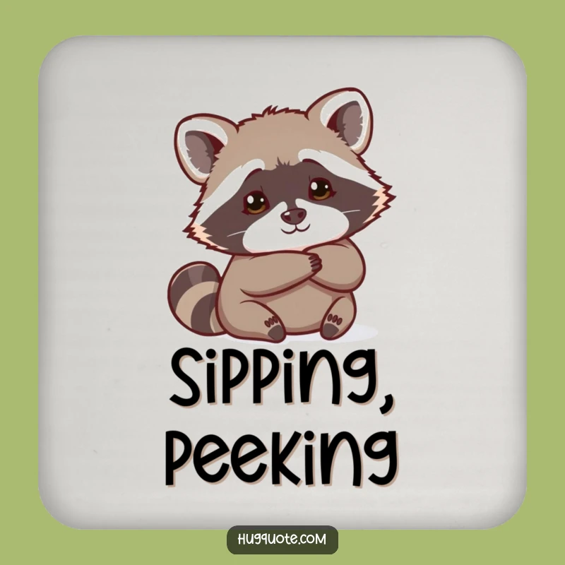 Funny Raccoon Coaster: Protect Surfaces with Curious Hugs