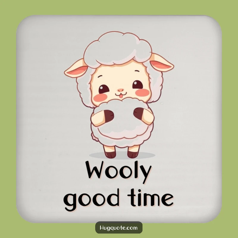 Funny Sheep Hug Coaster: Protect Surfaces with Fluffy Style, Cute Gift Set