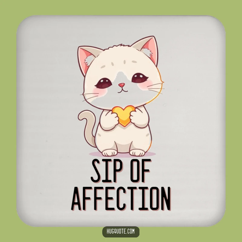 Funny Shy Cat Heart Coaster: Kitten Offers Love - Surface Protection Sweetness!