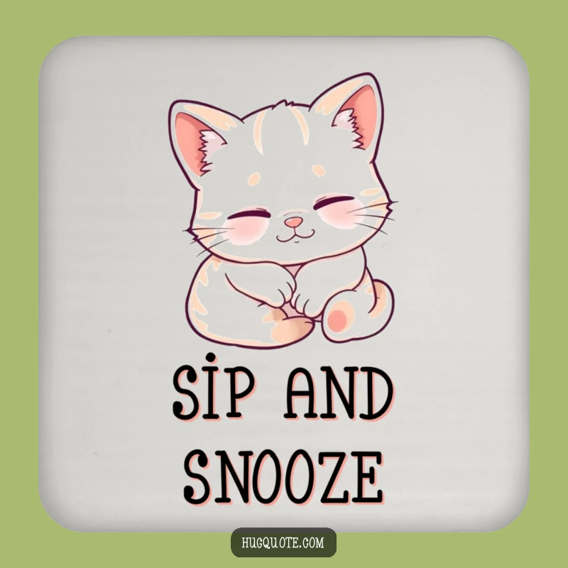 Funny Sleepy Kitten Embrace Coaster: Protect Surfaces with Charm